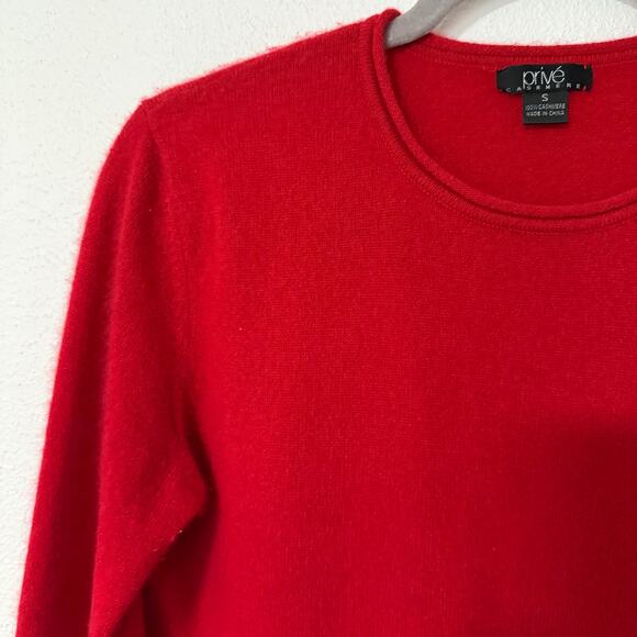 Prive 100%Cashmere Women's Red Long Sleeve Pullover Sweater Size Small - Picture 4 of 12